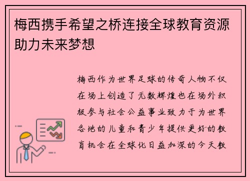 梅西携手希望之桥连接全球教育资源助力未来梦想